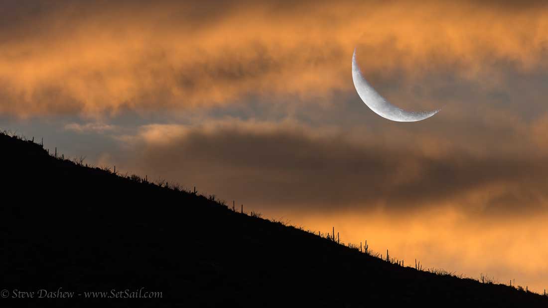 Moonset with clouds Tucson